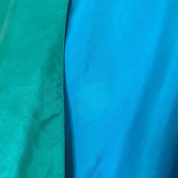 Vintage 1990s Diane Gilman blue and green 100% silk wrap belted midi dress 6 VTG - Picture 6 of 6
